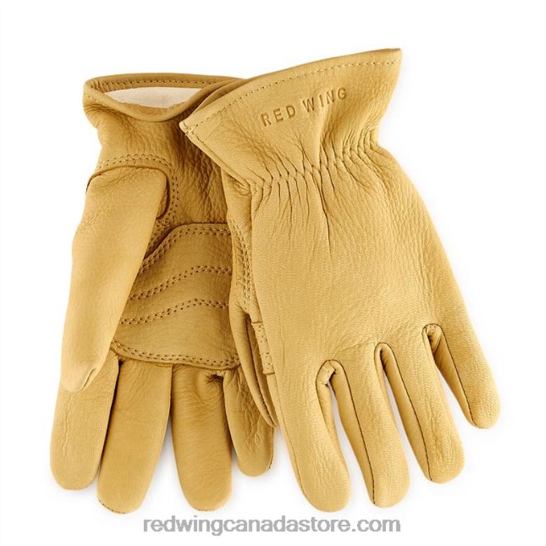 Style 95232 Lined Buckskin Leather Glove Men's Glove in Buckskin Leather Z0PL316 Yellow Red Wing