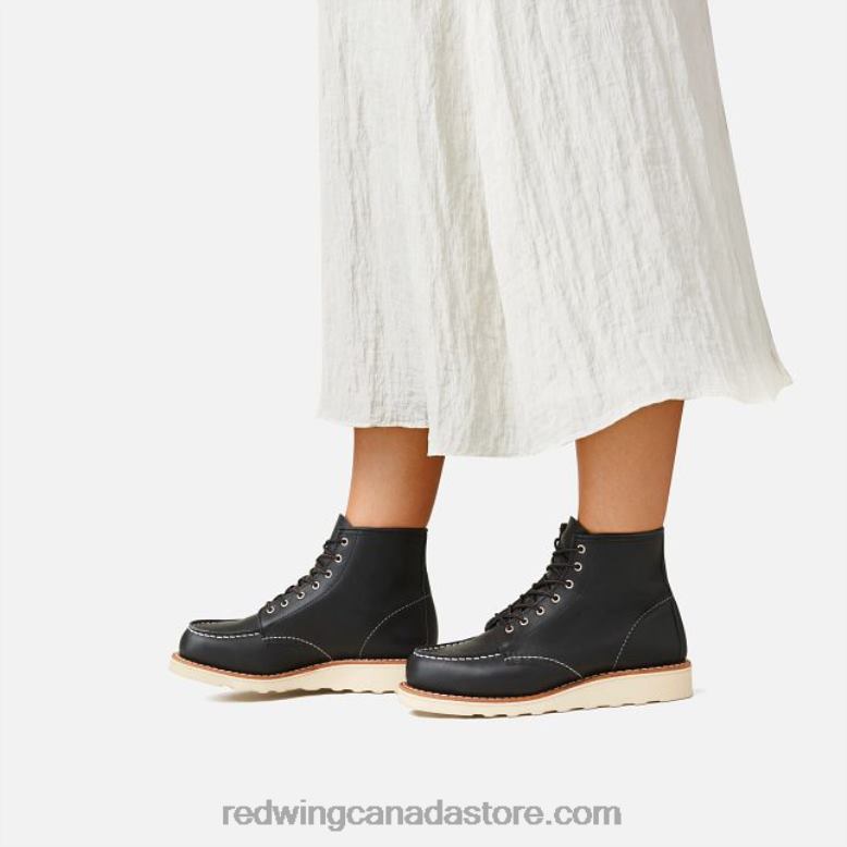 Heritage - Style 3428 6-Inch Classic Moc Women's Short Boot in Rough & Tough Leather Z0PL188 Black Red Wing