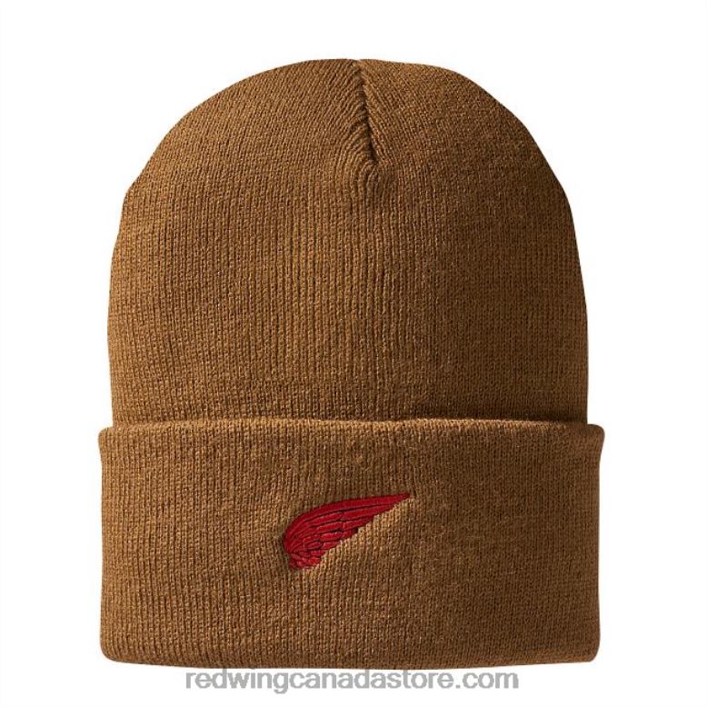 Style 97438 Leather Logo Knit Beanie Hat Unisex Knit Watch Hat Z0PL272 Copper Red Wing