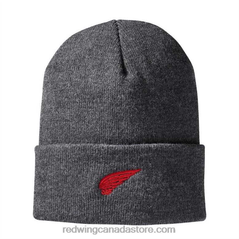 Style 97439 Leather Logo Knit Beanie Hat Unisex Knit Watch Hat Z0PL277 Charcoal Red Wing