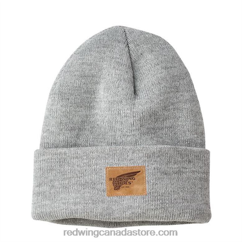 Style 97440 Leather Logo Knit Beanie Hat Unisex Knit Watch Hat Z0PL278 Heather Red Wing