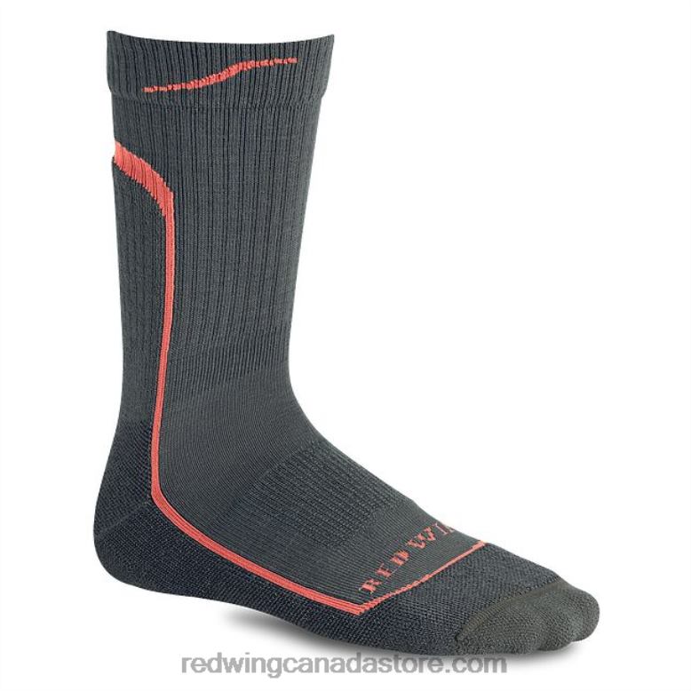 Style 97287 Merino Wool Crew Work Sock Unisex Merino Wool Crew Sock Z0PL220 Charcoal/Coral Red Wing