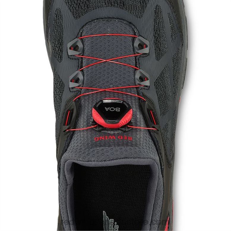 Work - Style 6338 Athletics Men's Safety Toe Athletic Work Shoe Z0PL135 Black/Red Red Wing
